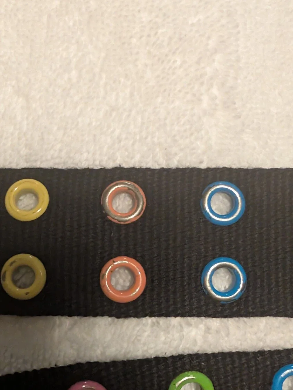 Y2k Black Double Grommet Women's Belt with Multicolor  Rainbow Eyelet Detail